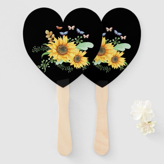 Sonnenblumenfeder Fächer (Vorne und Hinten)