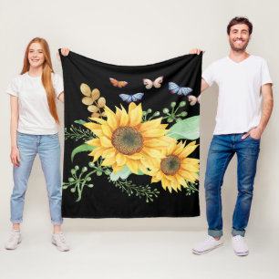 Sonnenblumenfeder Fleecedecke