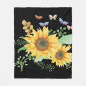 Sonnenblumenfeder Fleecedecke (Vorderseite)