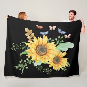 Sonnenblumenfeder Fleecedecke