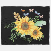 Sonnenblumenfeder Fleecedecke (Vorderseite (Horizontal))