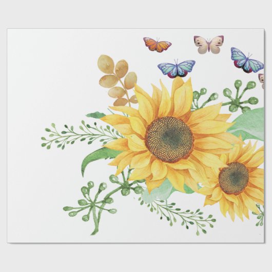 Sonnenblumenfeder Geschenkpapier (Flach)