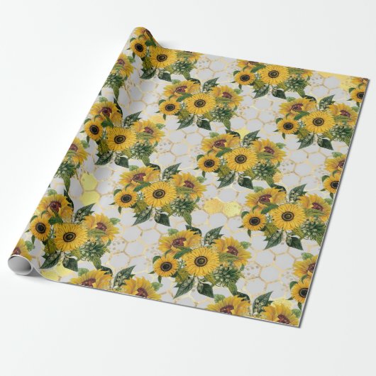 Sonnenblumenfeder Geschenkpapier (Ungerollt)