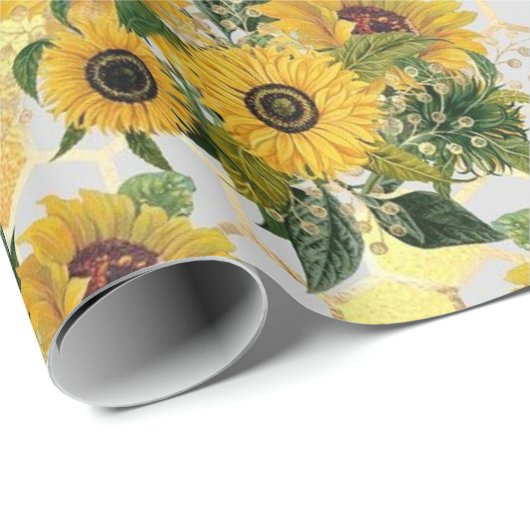 Sonnenblumenfeder Geschenkpapier (Rolleneckpunkt)