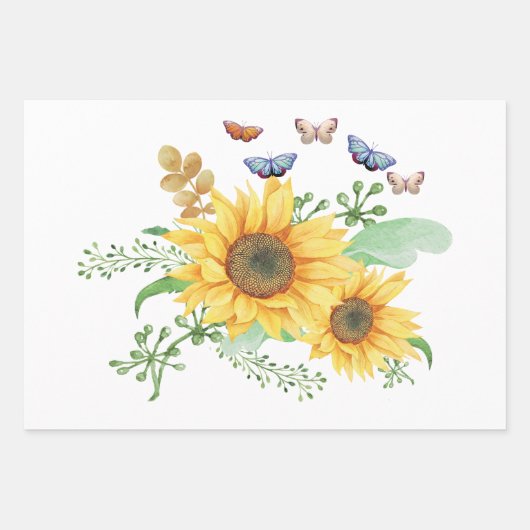 Sonnenblumenfeder Geschenkpapier Set (Vorderseite 2)