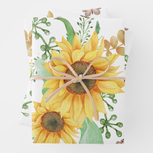 Sonnenblumenfeder Geschenkpapier Set (Beispiel)
