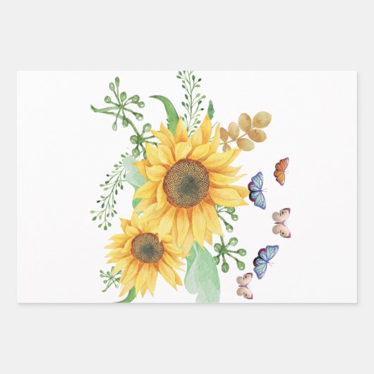 Sonnenblumenfeder Geschenkpapier Set (Vorderseite)
