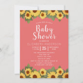 Sonnenblumenfeder-Girl's Baby-Dusche Einladung (Vorderseite)