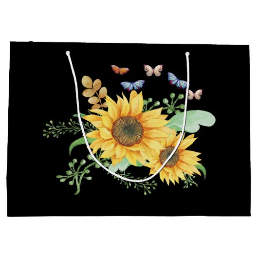 Sonnenblumenfeder Große Geschenktüte (Rückseite)