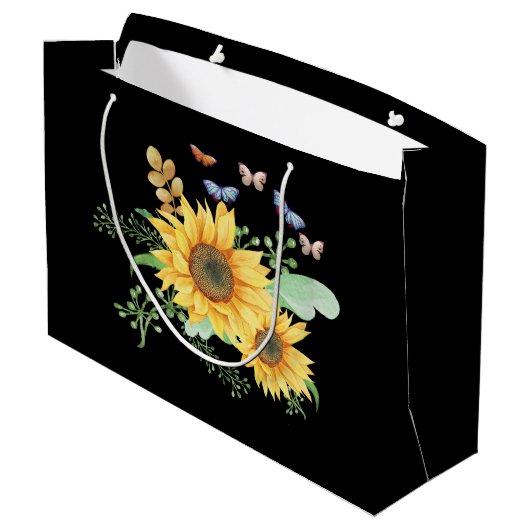 Sonnenblumenfeder Große Geschenktüte (Rückseite Schrägansicht)