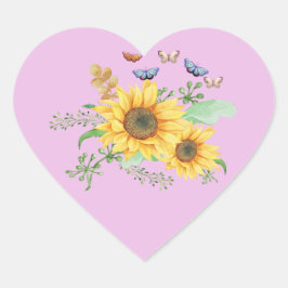 Sonnenblumenfeder Herz-Aufkleber