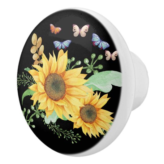 Sonnenblumenfeder Keramikknauf (Rechts)