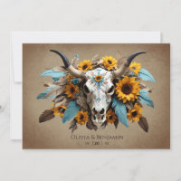 Sonnenblumenfeder-Kuh-Schädelhochzeit