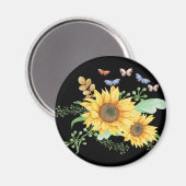 Sonnenblumenfeder Magnet (Vorderseite/Rückseite)