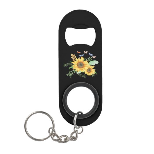 Sonnenblumenfeder Mini Flaschenöffner (Vorderseite)