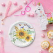 Sonnenblumenfeder Pappteller (Party)