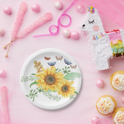 Sonnenblumenfeder Pappteller (Party)