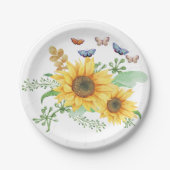 Sonnenblumenfeder Pappteller (Vorderseite)