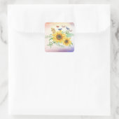 Sonnenblumenfeder Quadratischer Aufkleber (Tasche)