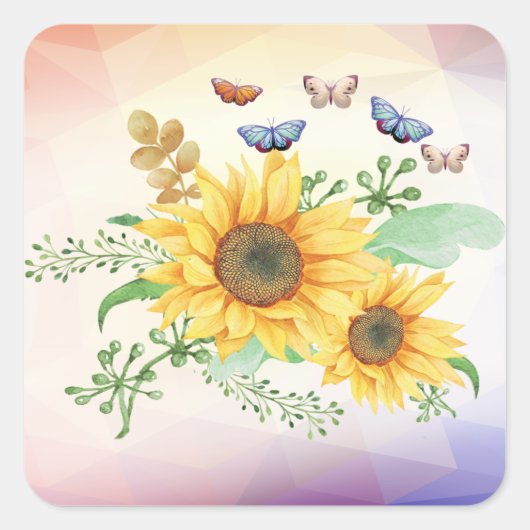 Sonnenblumenfeder Quadratischer Aufkleber (Vorderseite)