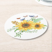 Sonnenblumenfeder Runder Pappuntersetzer (Angewinkelt)