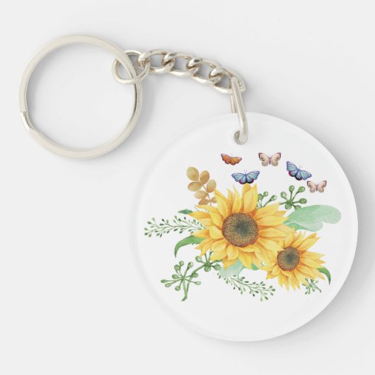 Sonnenblumenfeder Schlüsselanhänger (Vorderseite)