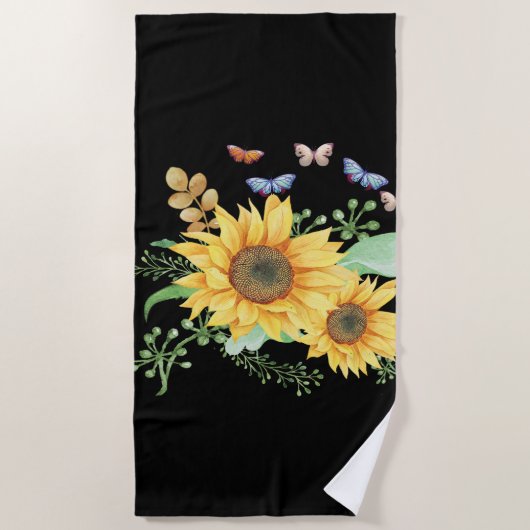 Sonnenblumenfeder Strandtuch (Vorderseite)