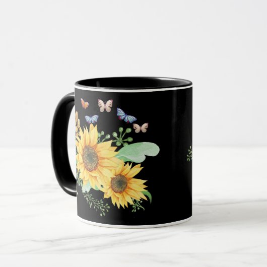 Sonnenblumenfeder Tasse (Vorderseite Links)