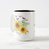 Sonnenblumenfeder Zweifarbige Tasse (Vorderseite Links)
