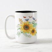 Sonnenblumenfeder Zweifarbige Tasse (Links)
