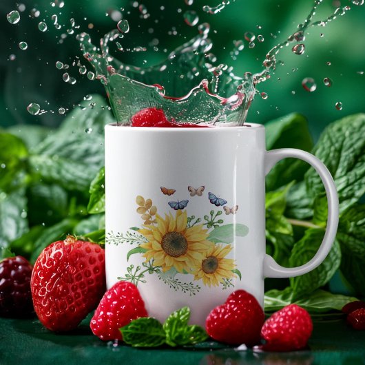 Sonnenblumenfeder Zweifarbige Tasse