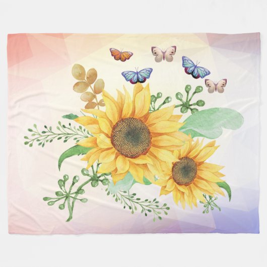 Sonnenblumenfederdecke Fleecedecke (Vorderseite (Horizontal))