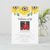 Sonnenblumenfeier zum Foto der Beerdigung des Lebe Einladung (Stehend Vorderseite)