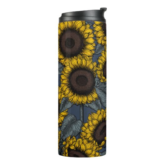 Sonnenblumenfeld 2 thermosbecher (Nach links gedreht)