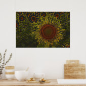 Sonnenblumenfeld 36 x 24 Poster (Küche)