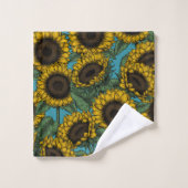 Sonnenblumenfeld Badhandtuch Set (Waschlappen)