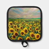 Sonnenblumenfeld bei Sonnenaufgang Topflappen (Vorderseite)