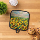 Sonnenblumenfeld bei Sonnenaufgang Topflappen (Oben Unten)