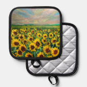 Sonnenblumenfeld bei Sonnenaufgang Topflappen (Vorderseite/Rückseite)