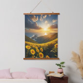 Sonnenblumenfeld Blauer Himmel Sonnenlicht Ozean s Wandteppich Mit Holzrahmen (Schlafzimmer)