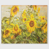 Sonnenblumenfeld Decoupage Gelb Vintag Antike Geschenkpapier (Flach)