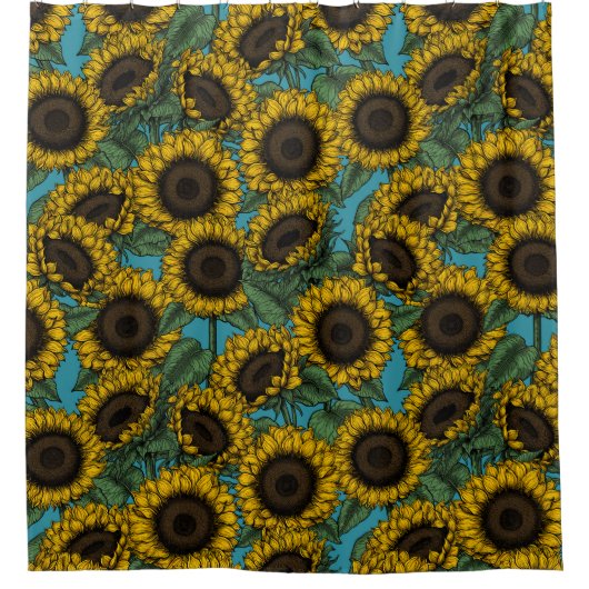 Sonnenblumenfeld Duschvorhang (Vorderseite)