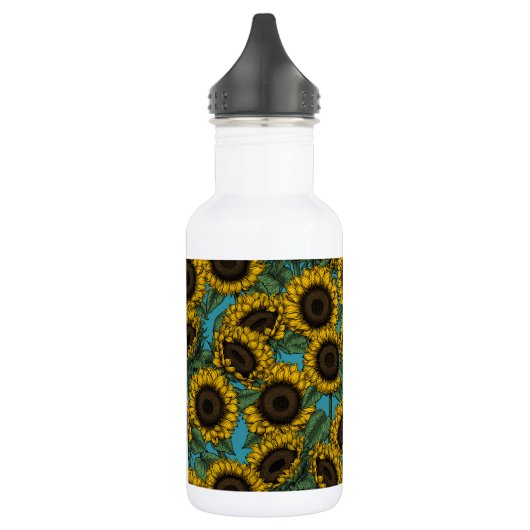 Sonnenblumenfeld Edelstahlflasche (Links)