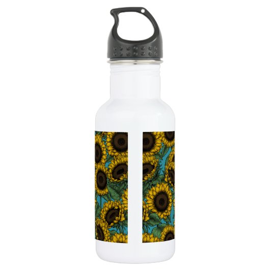 Sonnenblumenfeld Edelstahlflasche (Rückseite)