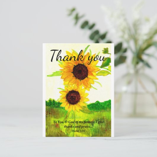 Sonnenblumenfeld Feiertagspostkarte (Stehend Vorderseite)