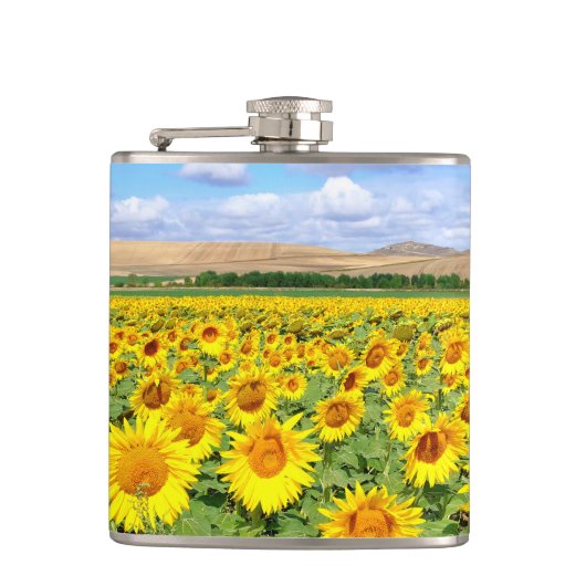 Sonnenblumenfeld Flachmann (Vorderseite)