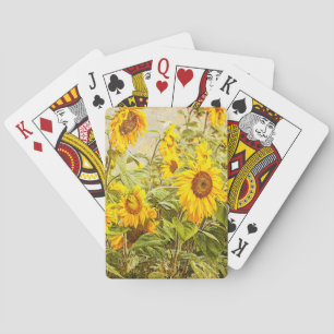 Sonnenblumenfeld Gelb Grün Rustikal Vintage Spielkarten
