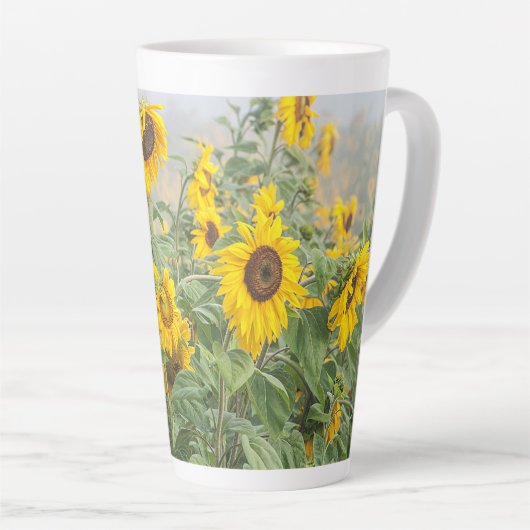 Sonnenblumenfeld Gelb Grün Schöne Blüte Milchtasse (Rechte Ecke)