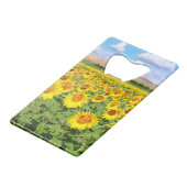 Sonnenblumenfeld Geldbeutel Flaschenöffner (Vorderseite Schrägansicht)