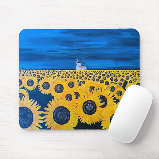 Sonnenblumenfeld-Gemälde von Alfred Fox Mousepad (Mit Mouse)